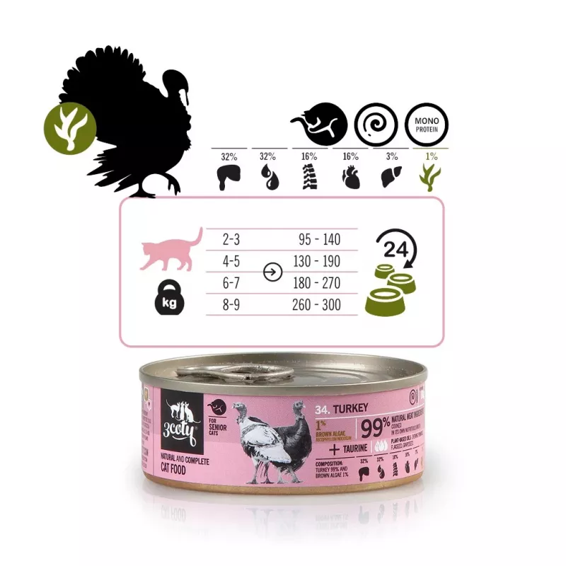 3COTY Turkey Senior - drėgnas kačių maistas - 80g