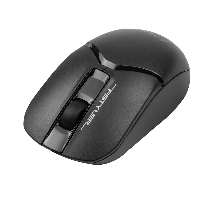 Belaidė optinė pelė A4Tech FM12S Juoda — 1200 DPI, RF nano imtuvas, 3 mygtukai, AA baterija