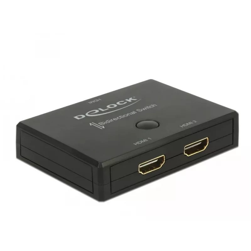 DeLock HDMI 2 – 1 jungiklis, dvipusis, 4K 60 Hz – vaizdo/garso jungiklis – 2 x HDMI – stalinis