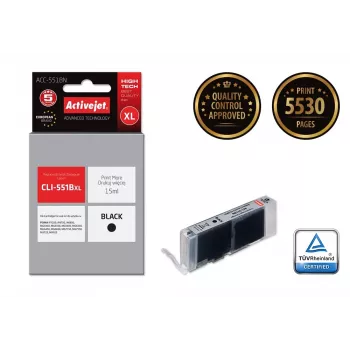 Activejet ACC-551BN Rašalo kasetė (pakaitalas Canon CLI-551BK; Supreme; 15 ml; juoda)