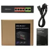 Ethernet PoE Switch QOLTEC 52289 — 4x RJ45 PoE prievadai, 2x RJ45 aukštynkryptis prievadas, 65W galios biudžetas