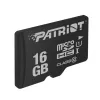 MicroSDHC atminties kortelė PATRIOT PSF16GMDC10 — 16 GB, 10 klasė, UHS-I (U1), 80 MB/s, juoda