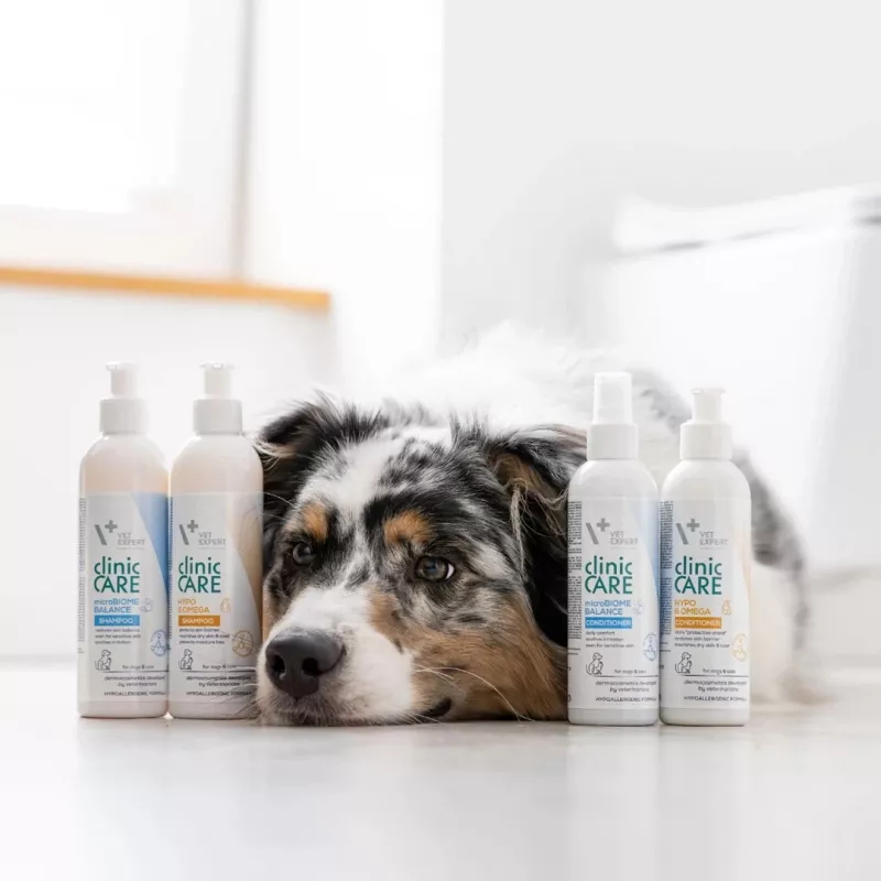 Šampūnas VETEXPERT Clinic Care Balance 250 ml — subalansuota odos priežiūra šunims ir katėms