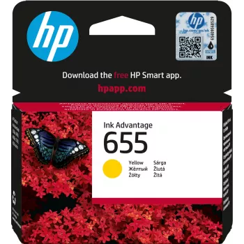 HP 655 Geltona Originali Ink Advantage kasetė, Geltona, 1 vnt., 600 puslapių