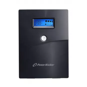 Nepertraukiamo maitinimo šaltinis PowerWalker VI 3000 SCL — linijinis-interaktyvus UPS 3 kVA / 1800 W, 230 V, 9 Ah baterija, LCD, bokštas, juoda