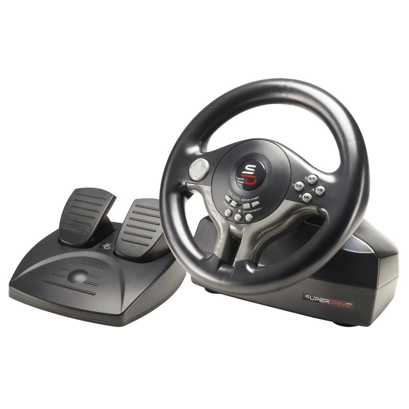 Vairas + pedalai Subsonic SV200 juodi pilki USB 180° pasukimas