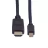 ROLINE - Vaizdo / garso kabelis - DisplayPort / HDMI - 32 AWG - Mini DisplayPort (V) - HDMI, 19 kontaktų (V) - 1 m - Ekranuotas - Juodas (11.04.5790)