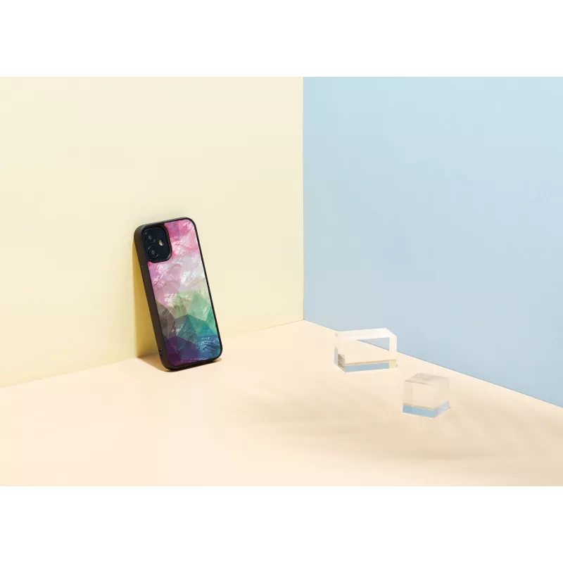 Apsauginis telefono dėklas iKins, skirtas Apple iPhone 12 mini — vandens gėlių dizainas, juodas