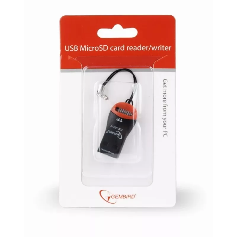 „Gembird“ kortelių skaitytuvas FD2-MSD-3 USB 2.0 juoda raudona