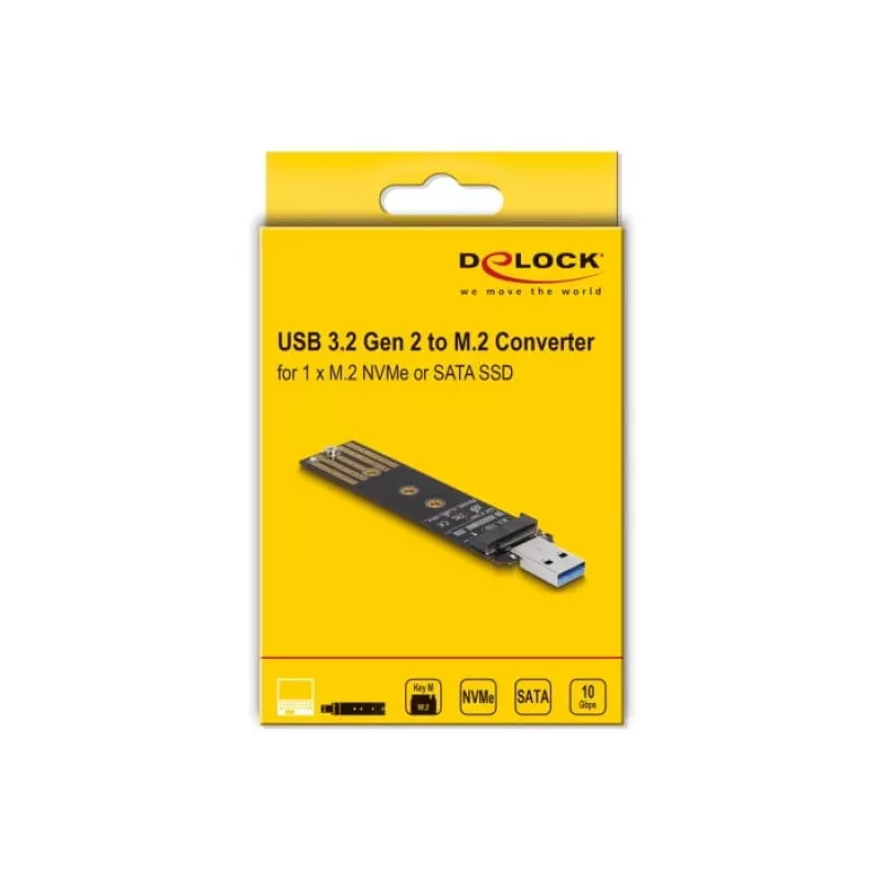 DeLOCK kombinuotas keitiklis M.2 NVMe PCIe arba SATA SSD USB 3.2 Gen 2 juodos spalvos