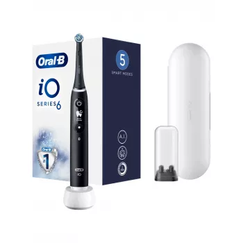 Oral B IO6 elektrinis dantų šepetėlis su dėklu, juodasis oniksas
