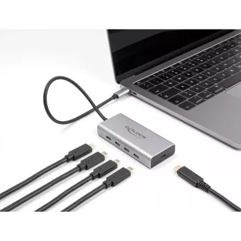 DeLOCK USB šakotuvas 10 Gbps Type-C 4 prievadai PD 85W 30cm laidas