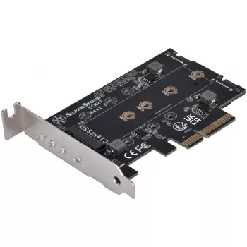 Silverstone SST-ECM27 M.2/SATA adapterio kortelė, PCIe 4.0, 1x M-Key, 2x SATA 6G - žemo profilio