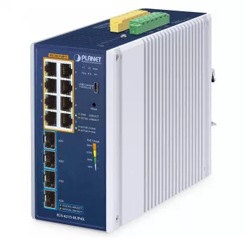 Valdomas komutatorius PLANET IP30 8 prievadų L2/L4 Gigabit Ethernet aliumininis mėlynas
