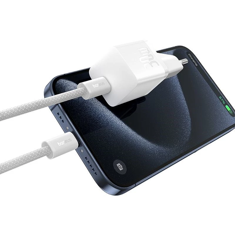 Baseus P10110902213-01 USB-C GaN5 mini 30W tinklo įkroviklis Balta