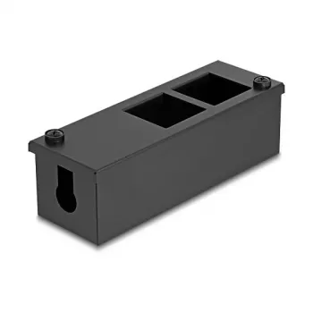 Paskirstymo dėžutė DeLOCK Easy 45 modulinis laikiklis stalo arba sieno montavimui, metalinė, juoda — 4×22,5×45 mm arba 2×45×45 mm
