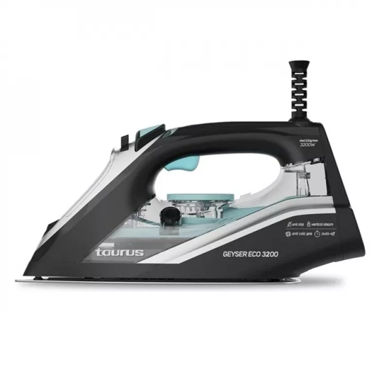 Sauso ir garų lygintuvas Taurus Geyser Eco 3200 W, 220 g/min garų srautas, anoduotas padas, juodas