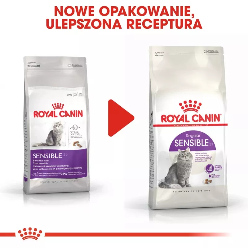 Sausas kačių maistas Royal Canin Sensible 33 Adult, 10 kg — vištiena, 33% baltymų, šlapimo takų kontrolė