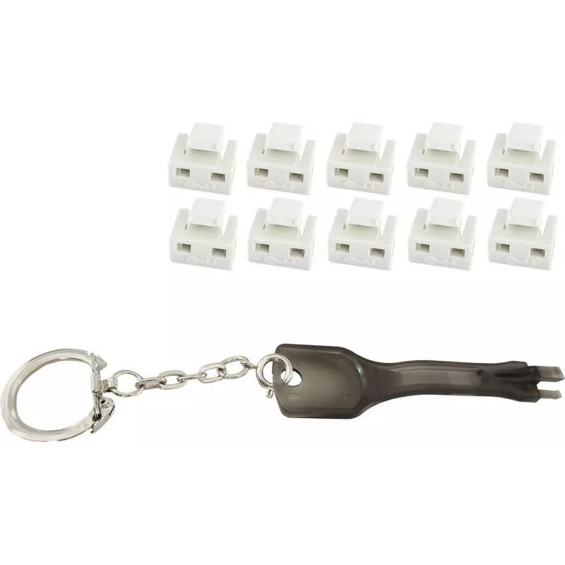 Tinklo RJ45 prievado blokatorius ShiverPeaks BS08-01036 — 10 spynelių su 1 pagrindiniu raktu, baltas