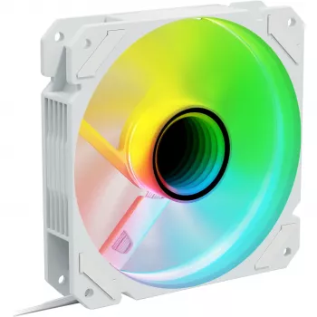 Korpuso ventiliatorius Sharkoon SHARK Mirror RGB PWM REVERSE 120 mm Baltas, 500–1500 RPM, 99.52 m³/h, FDB