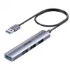 USB šakotuvas Unitek H1208CGY01 — 4 prievadų USB 3.0 (5 Gbps), suderinamas atgal su USB 2.0, aliuminis