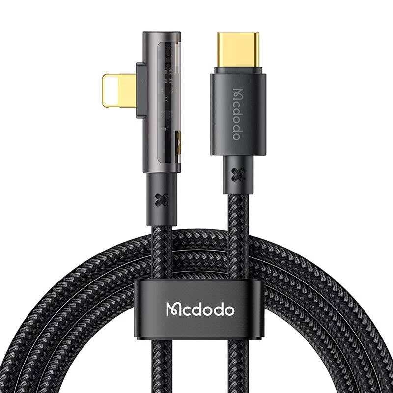 McDodo CA-3390 36W 1,2 m USB-C į Lightning kampinis laidas (juodas)