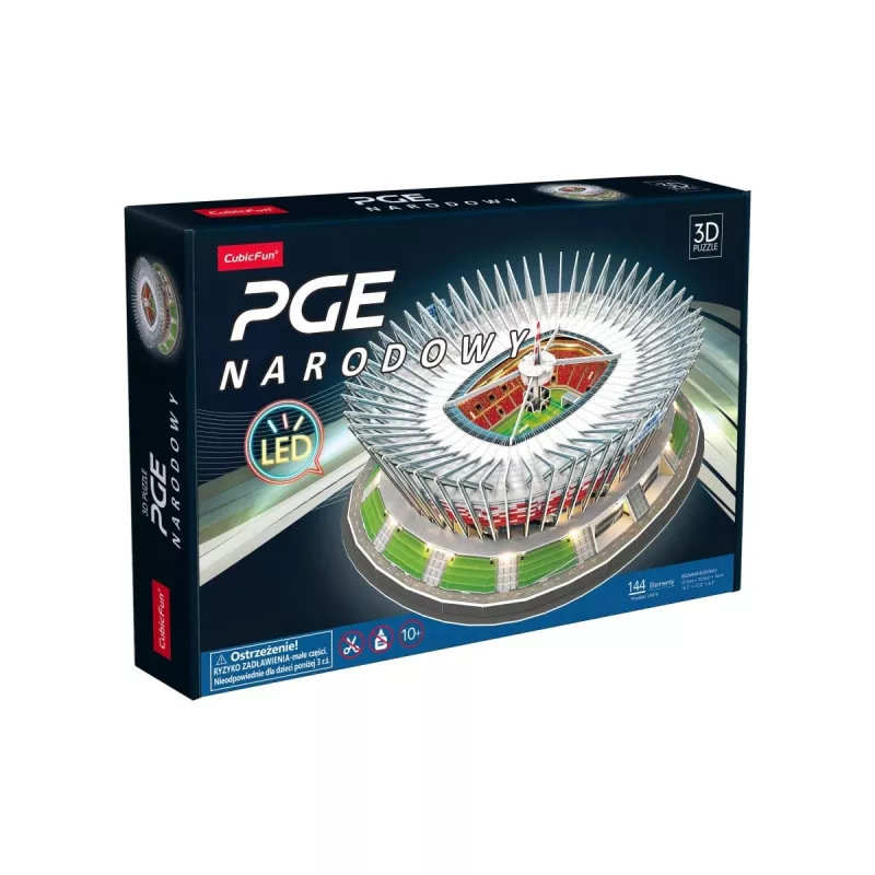 3D dėlionė cubicfun PGE National LED Model 306-L541H — LED apšviestas architektūrinis popieriaus modelis