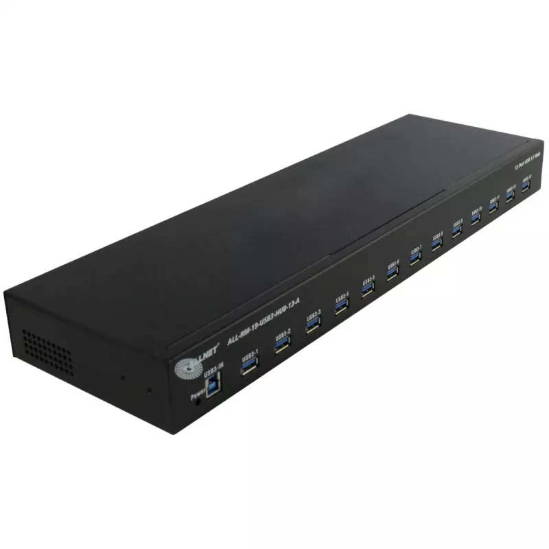 USB šakotuvas ALLNET ALL-RM-19-USB3-HUB-13-A — 13 prievadų USB 3.0 stovo montavimo šakotuvas, 48,30 cm