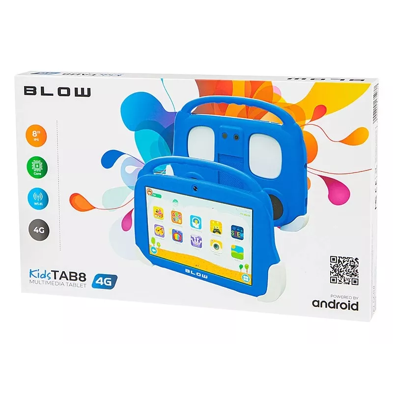 Planšetė BLOW KidsTAB8 8 col. IPS HD Android 12, 1,6 GHz aštuonių branduolių T606, 4 GB RAM, 64 GB, LTE, MicroSD