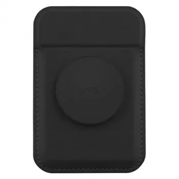 Magnetinis kortelių dėklas UniQ Flixa — suderinamas su MagSafe, juodas (anglies juoda)