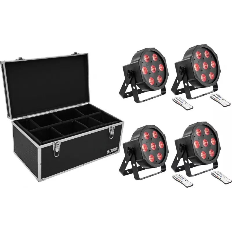 LED grindų šviestuvų rinkinys EUROLITE SLS-7 HCL 4x su transportavimo dėklu TDV-1