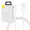„Baseus CALYS-A02“ mobiliojo telefono laidas, baltas, 1 m, USB A / Lightning