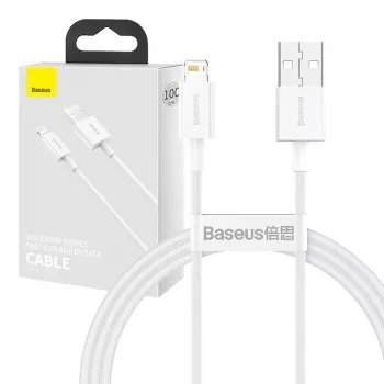 „Baseus CALYS-A02“ mobiliojo telefono laidas, baltas, 1 m, USB A / Lightning