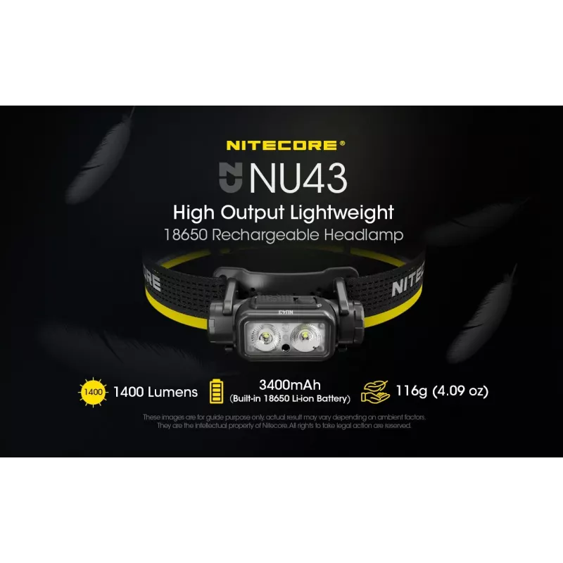 Nitecore NU43 1400 liumenų kompaktiškas lengvas priekinis žibintuvėlis