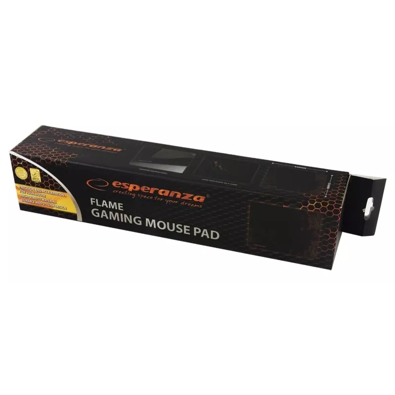 pelė pad ESPERANZA EA146R — guminis žaidimų kilimėlis 440×354×4 mm, neslystanti bazė, juoda/raudona