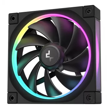 Korpuso ventiliatorius DeepCool FL12 120 mm, PWM, 500–2150 RPM, 55 CFM, 2.82 mmH2O, FDB, multi-LED, juodas