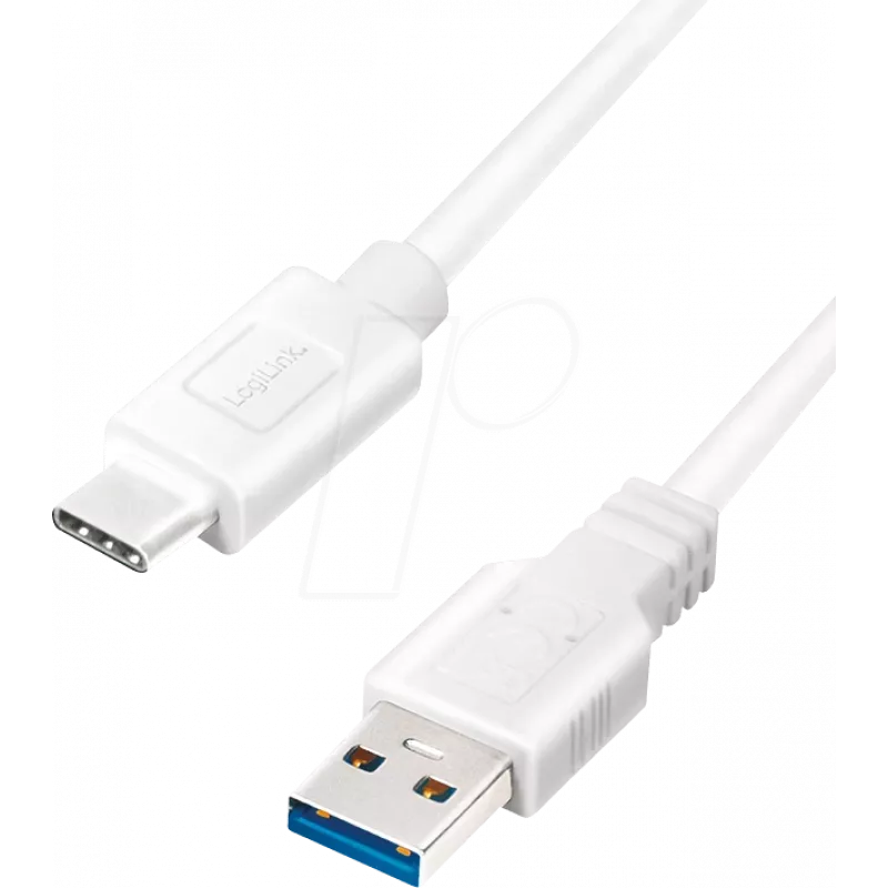 Logilink - USB laidas - USB Type A (V) į USB-C (V) apgręžiamas - USB 3.2 Gen 1 - 3 A - 15 cm - Balta (CU0172)