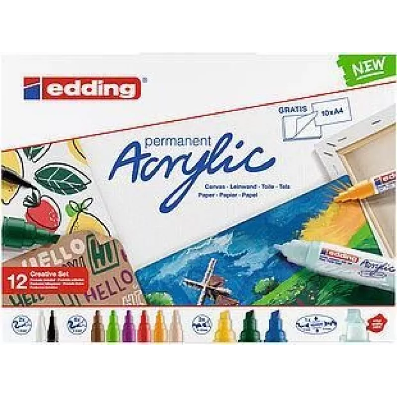 Akriliniai žymekliai Edding 4-CS12B 12 vnt.