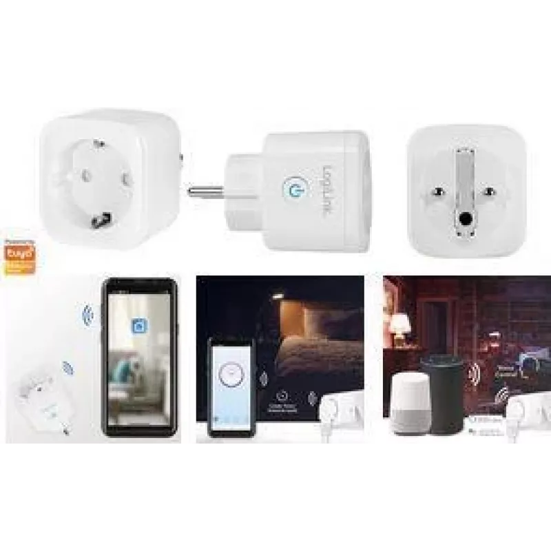 Išmanusis „Wi-Fi“ lizdas LOGILINK SH0101 baltas – nuotolinis įjungimas/išjungimas, programėlės valdymas, vienas lizdas