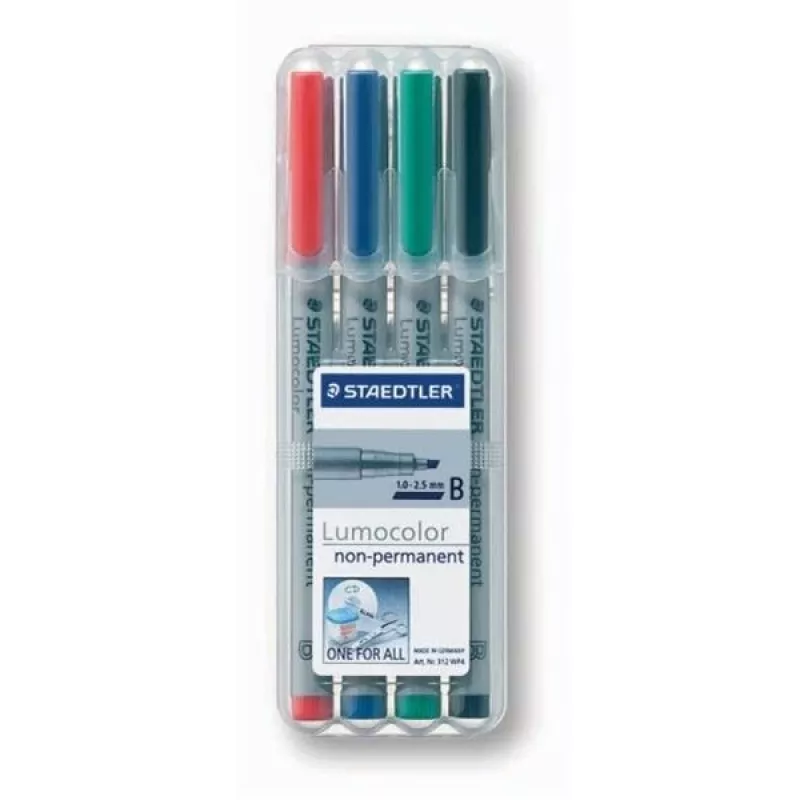 Marker Staedtler 312 WP4 Juoda Blue Brown Green Oranžinė Red Violet Geltona