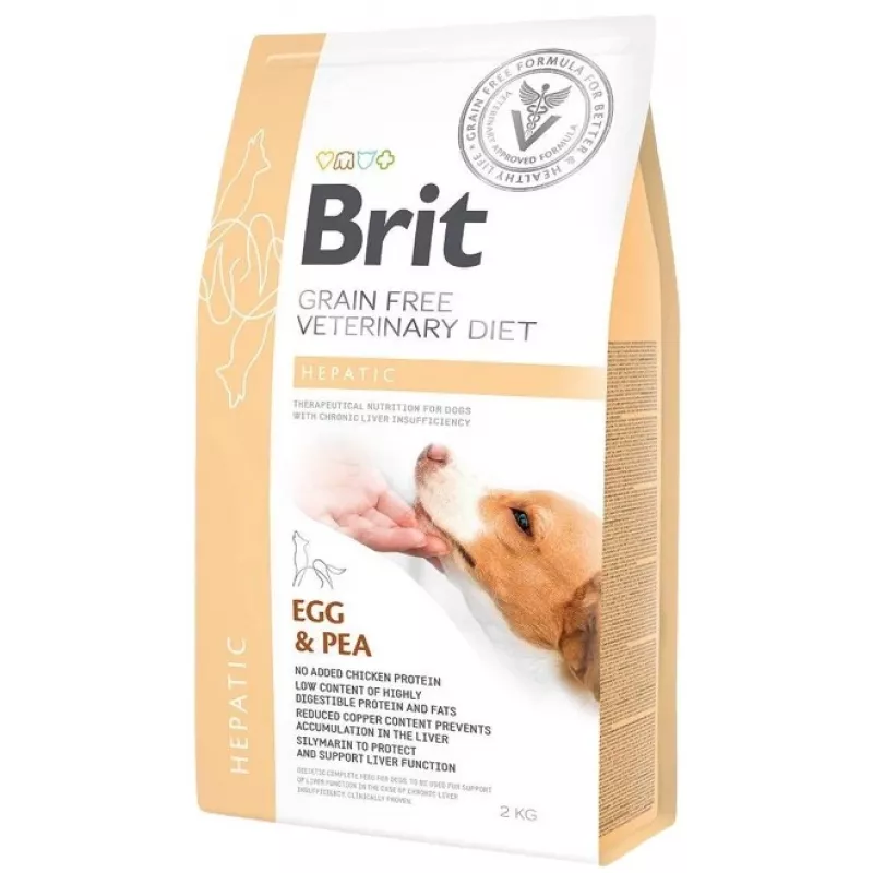 BRIT Grain Free Veterinary Diet Hepatic Egg&Pea - sausas šunų ėdalas - 2 kg