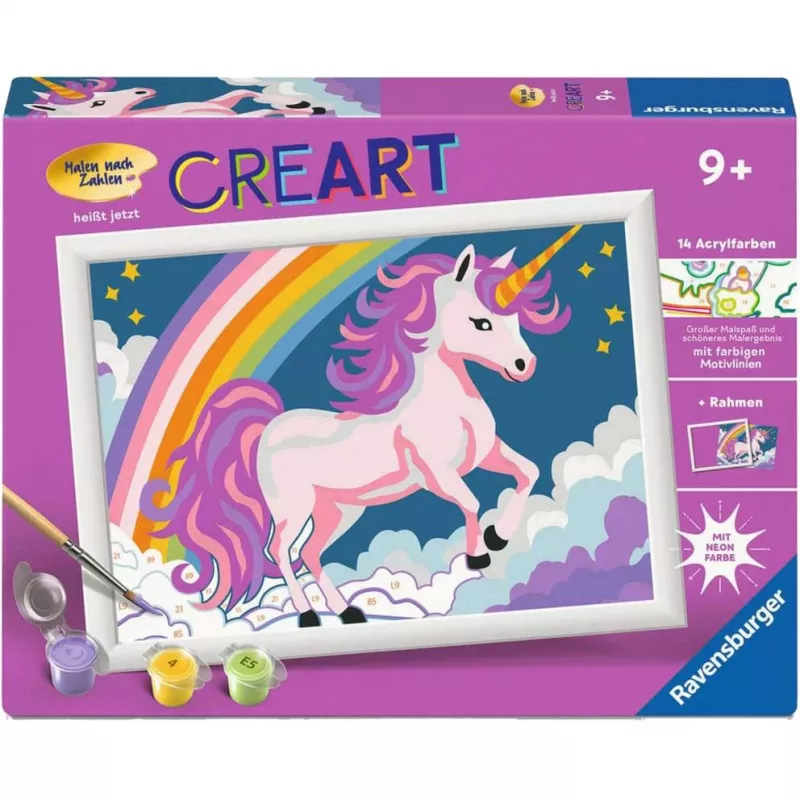 „Ravensburger CreArt“ piešimo pagal skaičius rinkinys „Rožinis vienaragis“