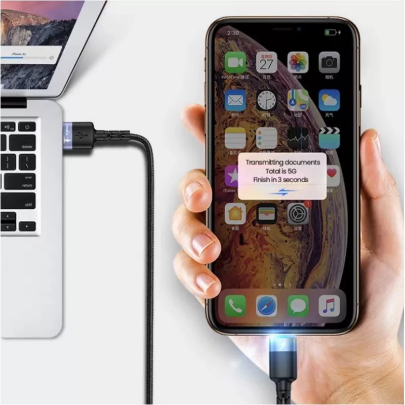 USB į Lightning duomenų laidas Tellur 1,2 m nailono pynė juodas