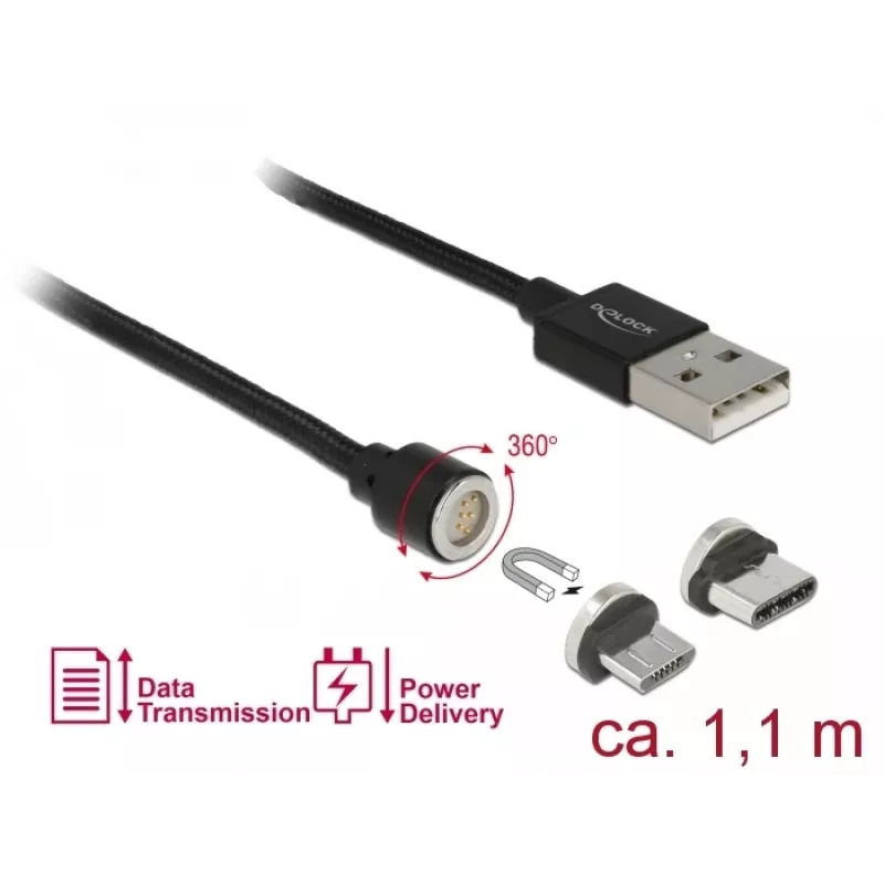 USB laidas DeLOCK 85723 USB 2.0 1,1 m USB A USB C/Micro-USB B Juodas