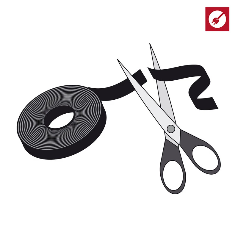 LABEL THE CABLE LTC PRO Roll Strap, dvipusis kabliukų ir kilpų ritinys, 25 m, juoda