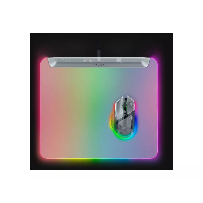 Žaidimų pelės kilimėlis Razer Firefly V2 Pro White — RGB apšviestas, maitinamas USB, neslystanti bazė