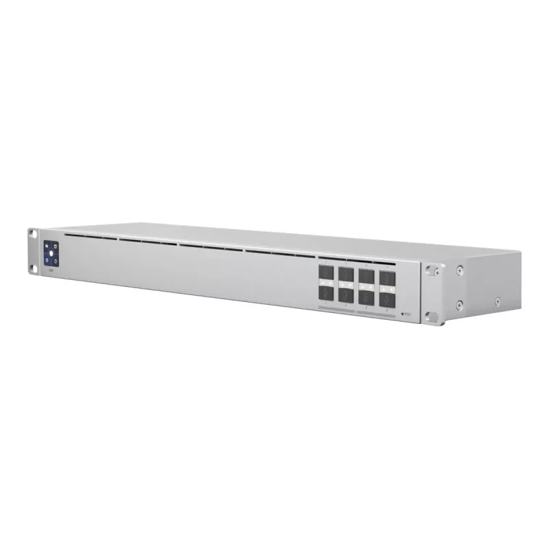 Valdomas L2 tinklo jungiklis UBIQUITI USW-Aggregation — 8 SFP+ lizdai, 10G palaikymas, be ventiliatoriaus, 1U stelažui, sidabrinis