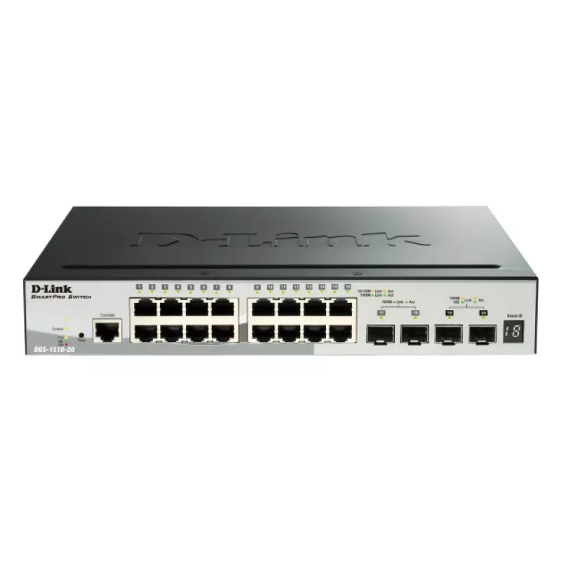 D-Link 52 prievadų Gigabit krovimo POE išmanusis valdomas jungiklis su 4 x 10G SFP+