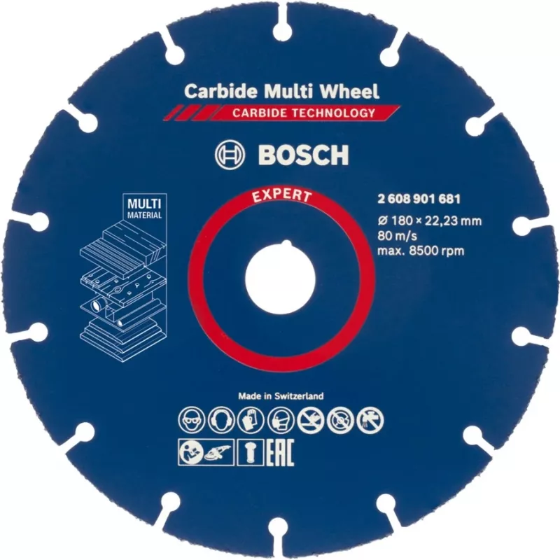 Pjovimo diskas Bosch EXPERT Carbide MultiWheel 180 mm Ø, anga 22,23 mm
