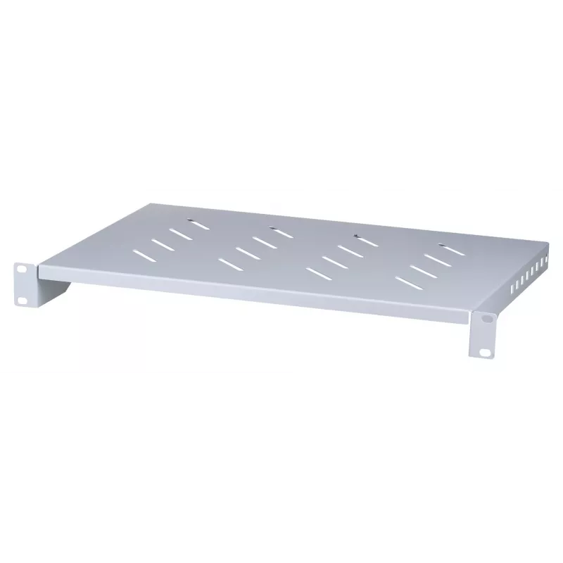 Stovo lentyna LANBERG AK-1004-S — 1U 19 colių pilka, 483 mm pločio, 300 mm gylio, 25 kg talpa